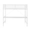 Emma and Oliver Jensen Metal Loft Bed Frame with Desk, Protective Guard Rails and Ladder for Kids, Teens and Adults